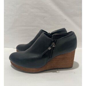 Dr. Scholl's Womens Ankle Wedge Booties Sz 8 Black Comfort Platform Dressy Zip B